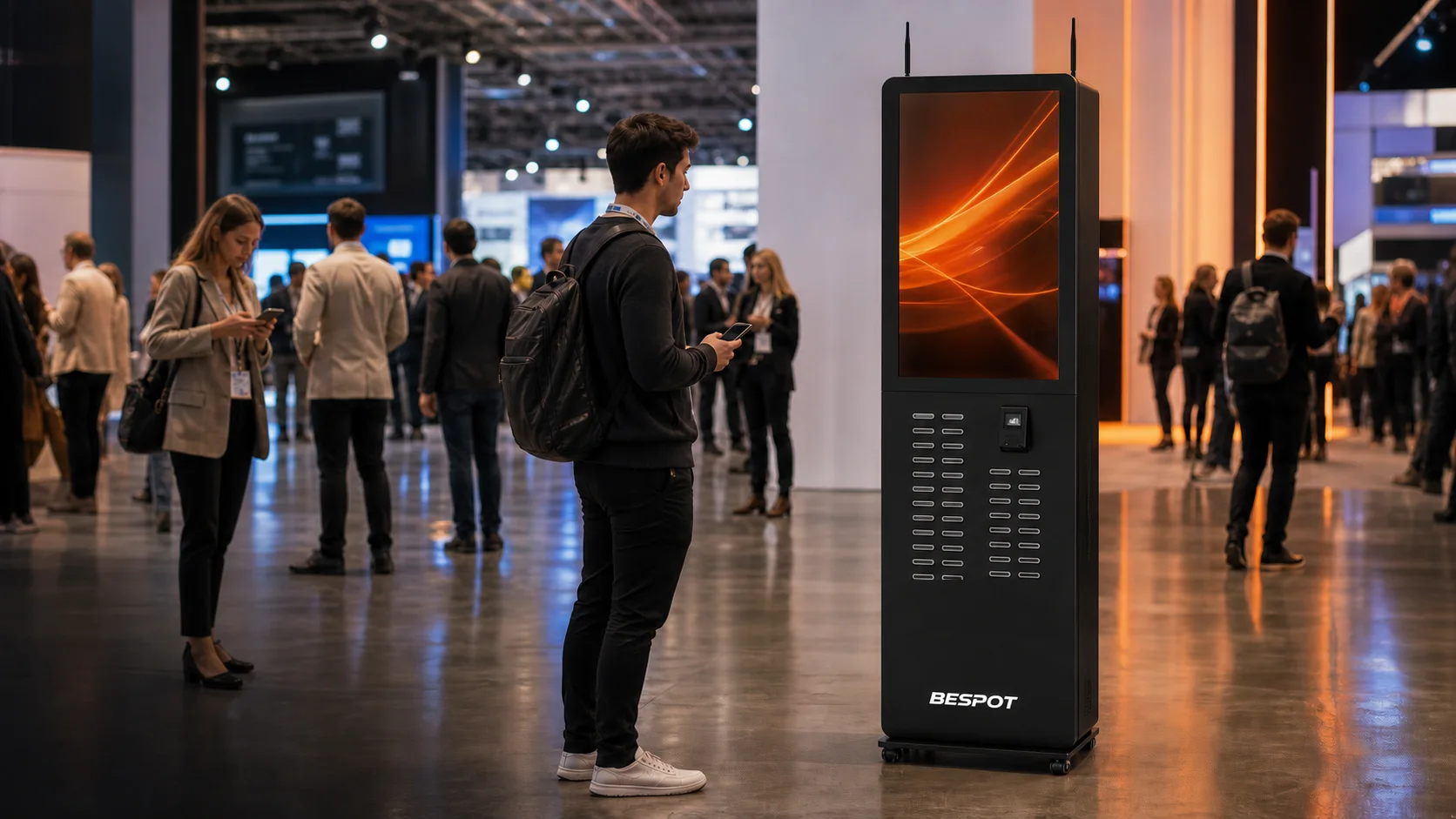 BESPOT cabinet with exactly 40 charging slots at an international event